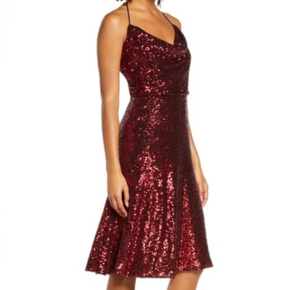 NWT Dress the Population Zherra Sequin Midi Dress - Picture 8 of 9